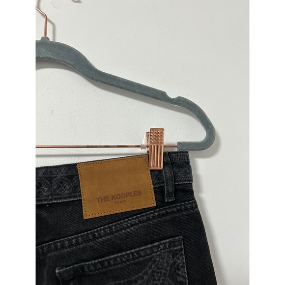 The Kooples Jeans Black Wash Paisley Denim High‎ Waisted Shorts Paris Size 2 - Picture 5 of 13